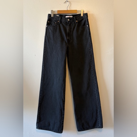 Levi's Ribcage Wide Leg Jeans Black Size 29 High-Rise 90s-inspired Casual - Picture 3 of 12